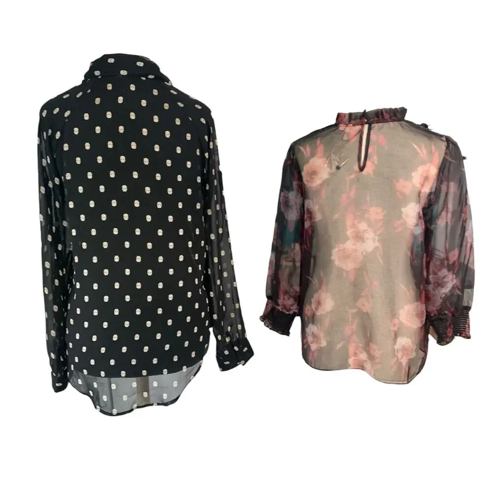 Bundle of 4‎ tops -Women’s Size Small Work Wear Casual Tops Skull Floral Print - Picture 3 of 14